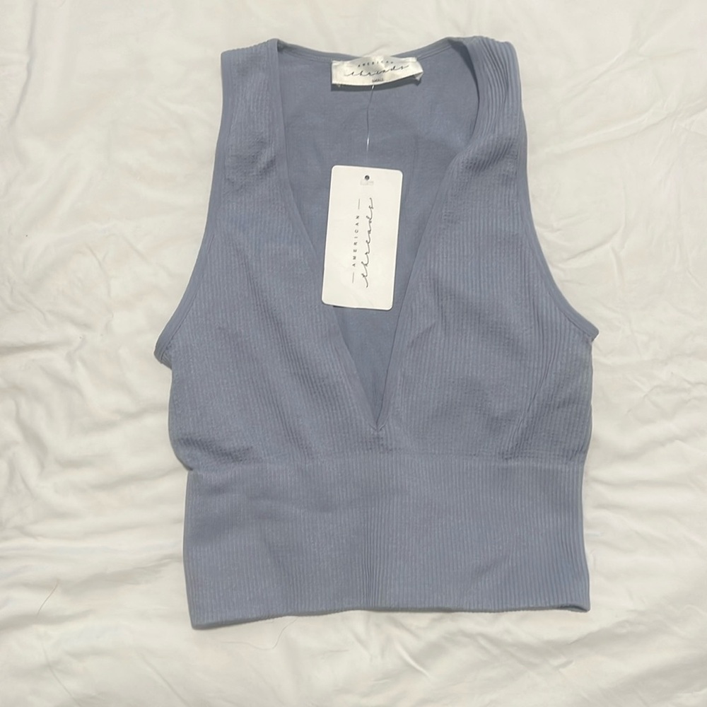 Women's Blue Ribbed Tank Top